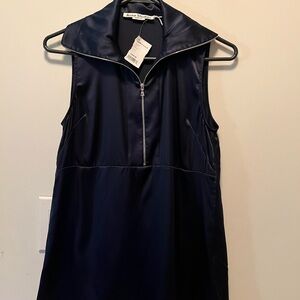 Silk Navy Acne Studios Zip Sleeveless Top